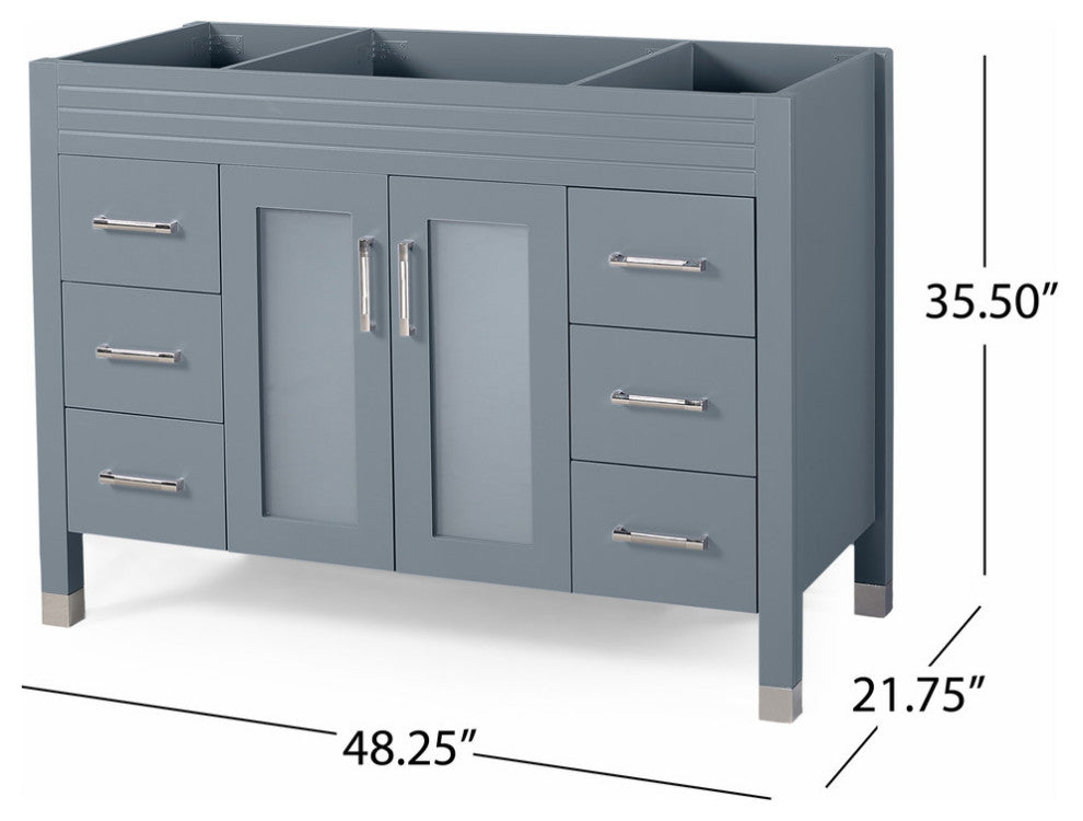 Taylor Contemporary 48" Wood Bathroom Vanity, Counter Top Not Included, Gray