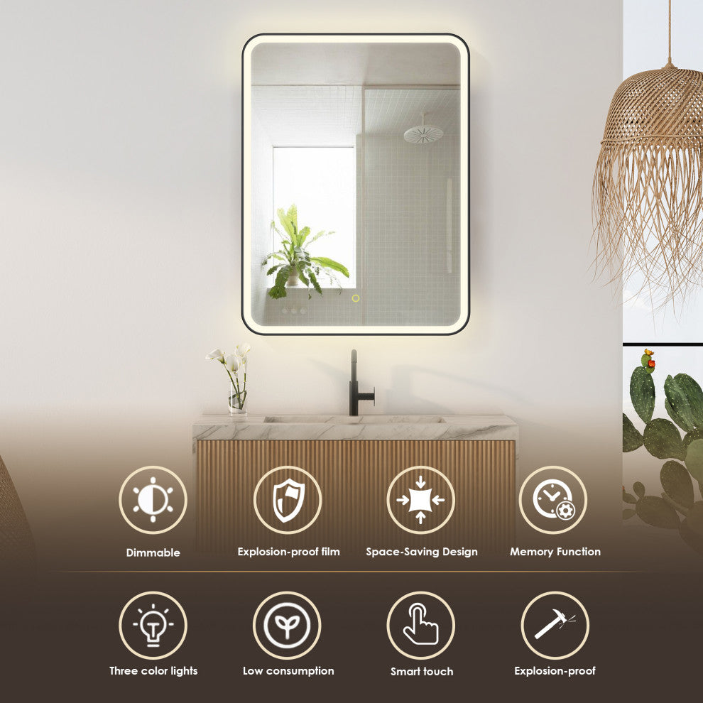 Ostaria Surface-Mount/Reccessed LED Lighted Bathroom Medicine Cabinet, 24"