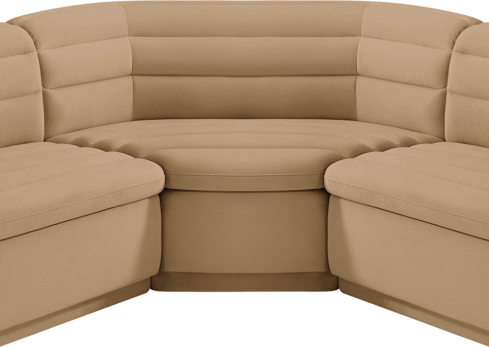 Cascade Upholstered Modular Sofa, Camel, Velvet, Corner Sectional