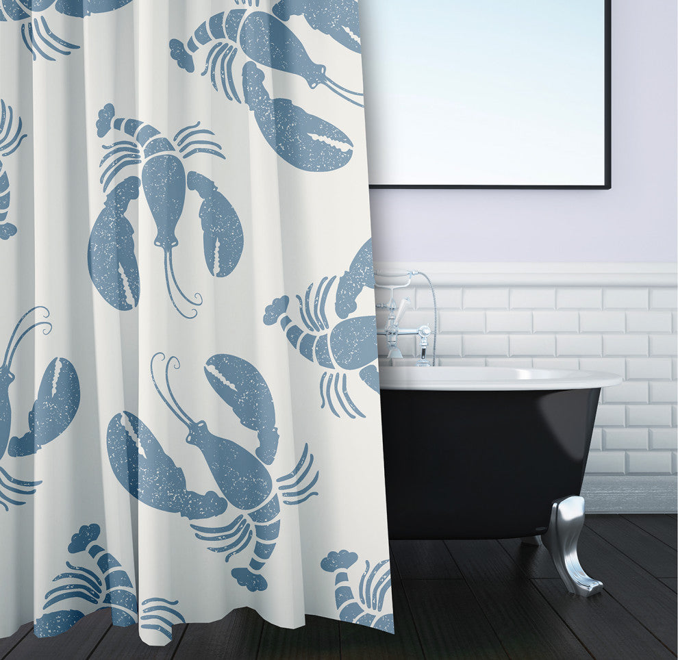 Lobster Fest Dusty Smoke 70" w x 73" h Shower Curtain