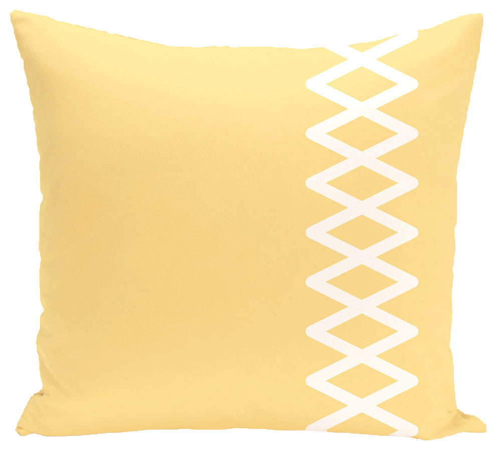 Lace Up Geometric Print Pillow, Lemon, 16"x16"