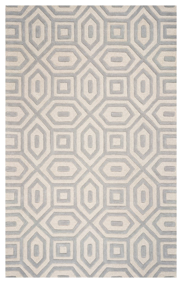 3'X5' Grey Hand Tufted Geometric Indoor Area Rug