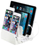 Compact Charging Station With Integrated 4-Port USB, White Leatherette, With Set