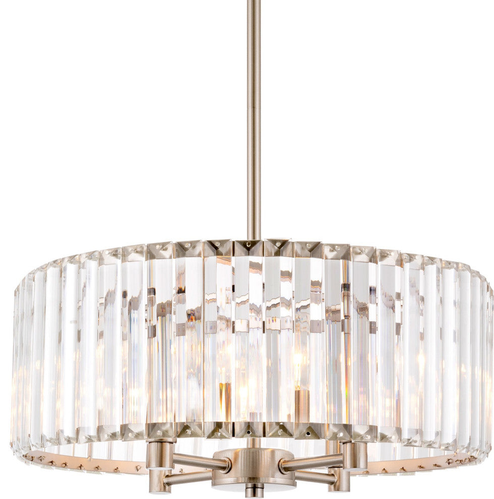Kira Home Delilah 16" Crystal Drum Chandelier, Beveled Glass Panels