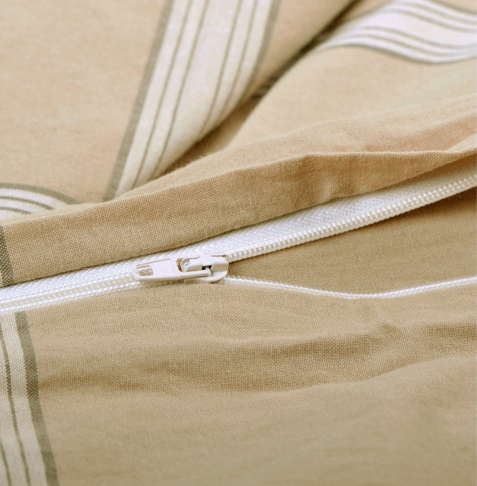 Windowpane Washed Cotton Duvet Cover Set, Camel, Queen, 92"x90"