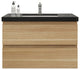 Belli 36" Wall Mounted Single Bathroom Vanity Set, White Oak, Matt Black Top