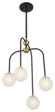 Couplet 4-Light Chandelier, Matte Black With Warm Brass Accents