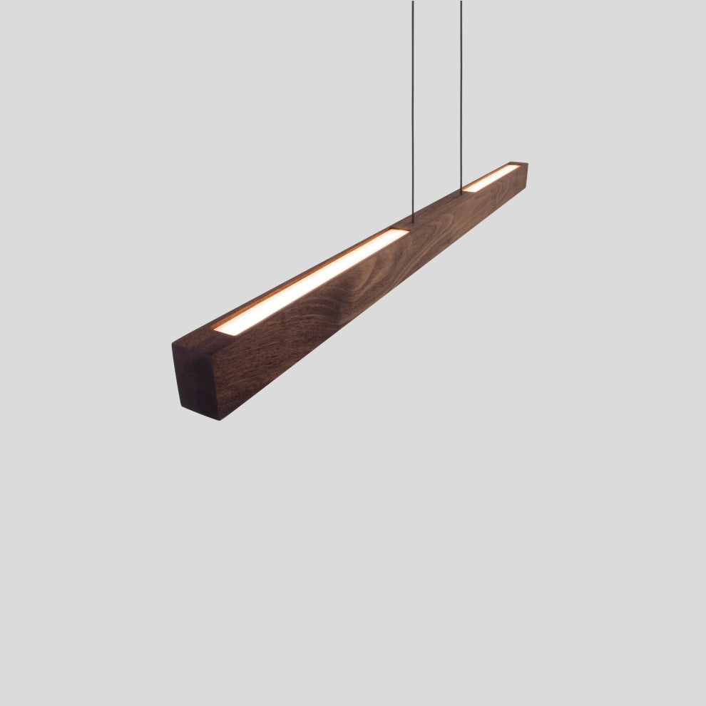 Una LED Linear Pendant 48" Walnut, Uplight/Downlight, 3500K, Dimmable