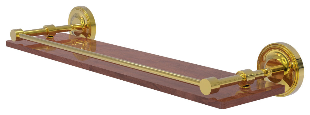 Prestige Regal 22" Solid Wood Shelf with Gallery Rail, Polished Brass
