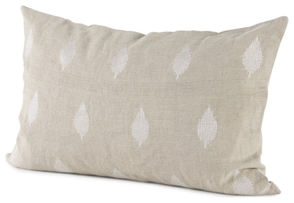 Beige and White Patterned Lumbar Pillow Cover