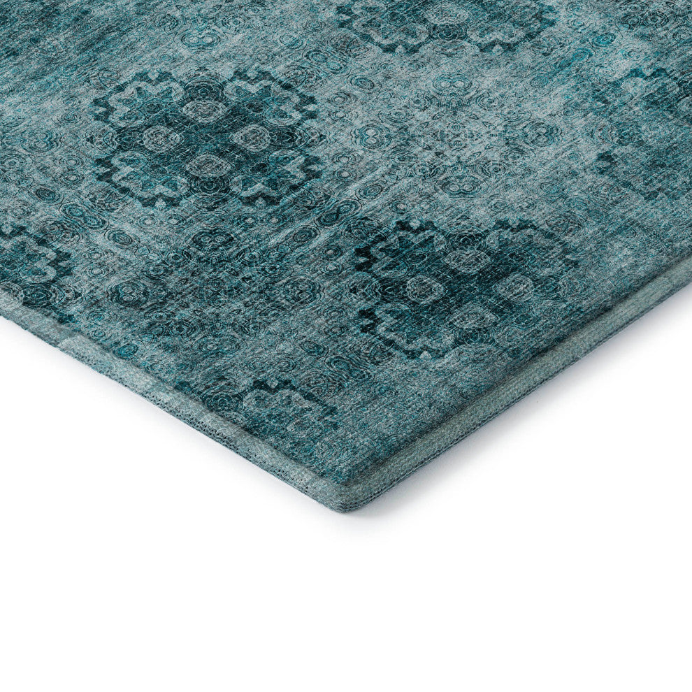Premium Machine Washable Mayfield AMF557 Teal 10' x 14' Rug
