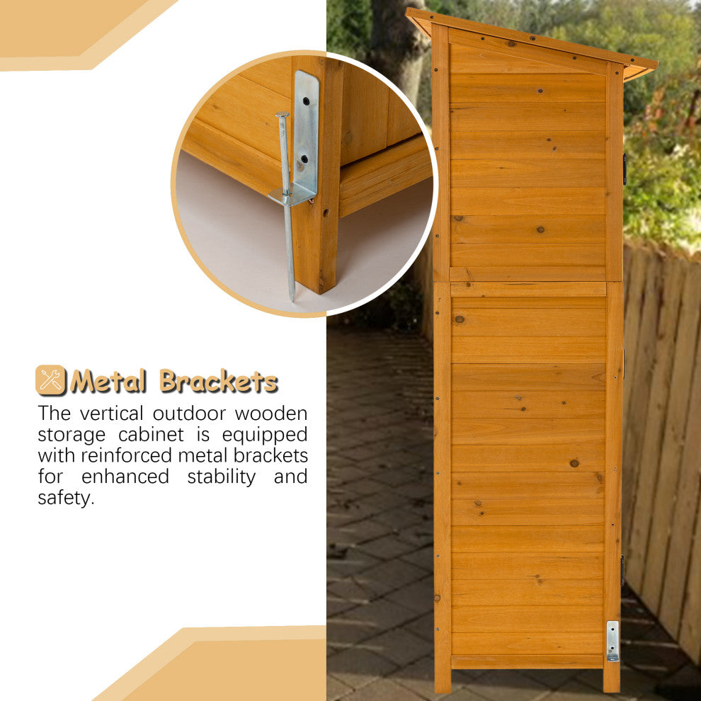 Outdoor Storage Shed With Lockable Door, Natural