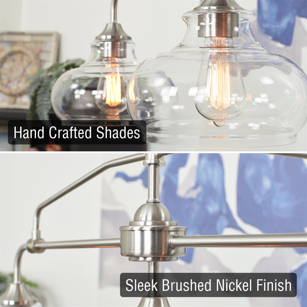 Kira Home Harlow 38" Farmhouse / Schoolhouse Island Light, Glass Shades
