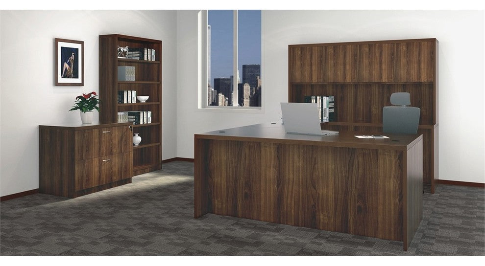 Lorell Chateau Series Walnut Laminate Credenza, 59"x23.6"x30"