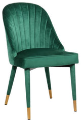 Pemberly Row 19.7" Contemporary Velvet Dining Chair in Green (Set of 2)