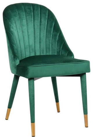 Pemberly Row 19.7" Contemporary Velvet Dining Chair in Green (Set of 2)