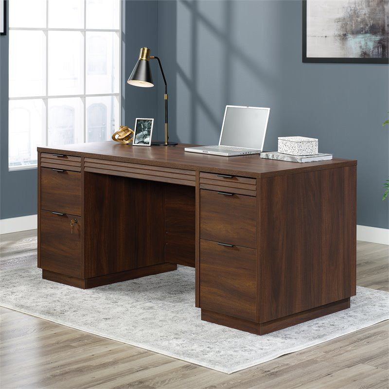 Sauder Englewood Engineered Wood Executive Desk in Spiced Mahogany