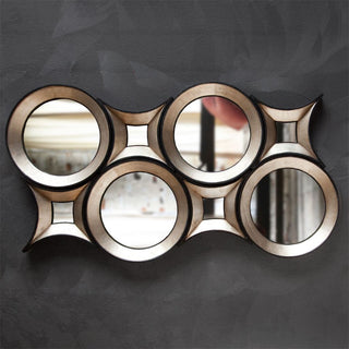 Ovallas Champagne And Dark Brown Solid Wood Frame Round Mirror, 22"
