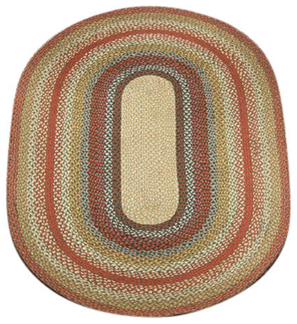 Honey, Vanilla and Ginger Braided Rug, 48"X72" Oval