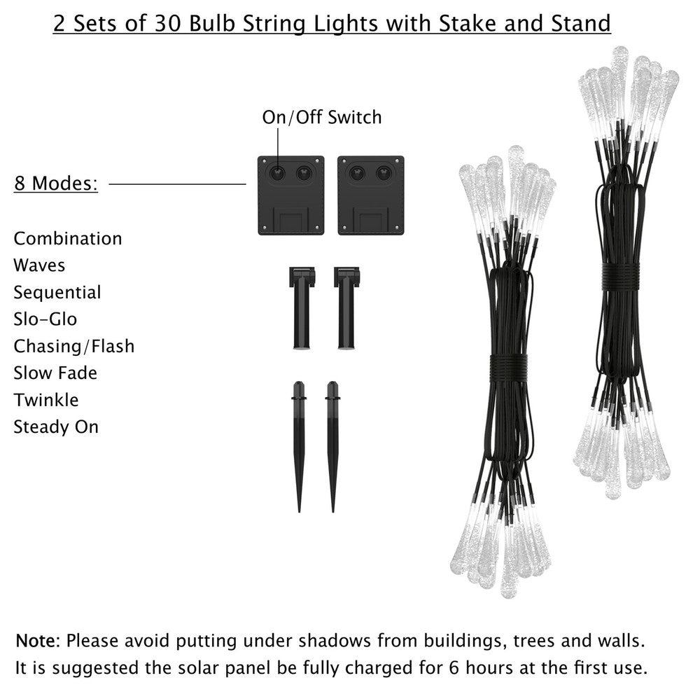 Pure Garden 8 Mode Solar LED String Lights, Multi-Color