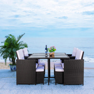 Safavieh Enerson Outdoor Dining Set, Black / White