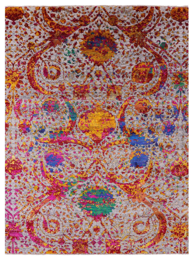Wool and Silk Persian Sickle Leaf Design Handmade Rug 8' 10" X 11' 11" Q11848