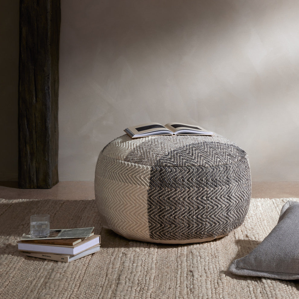 Color Block Floor Cushion-Brown, Cream