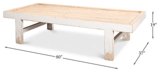 Large Wood Panel Coffee Table Antique White