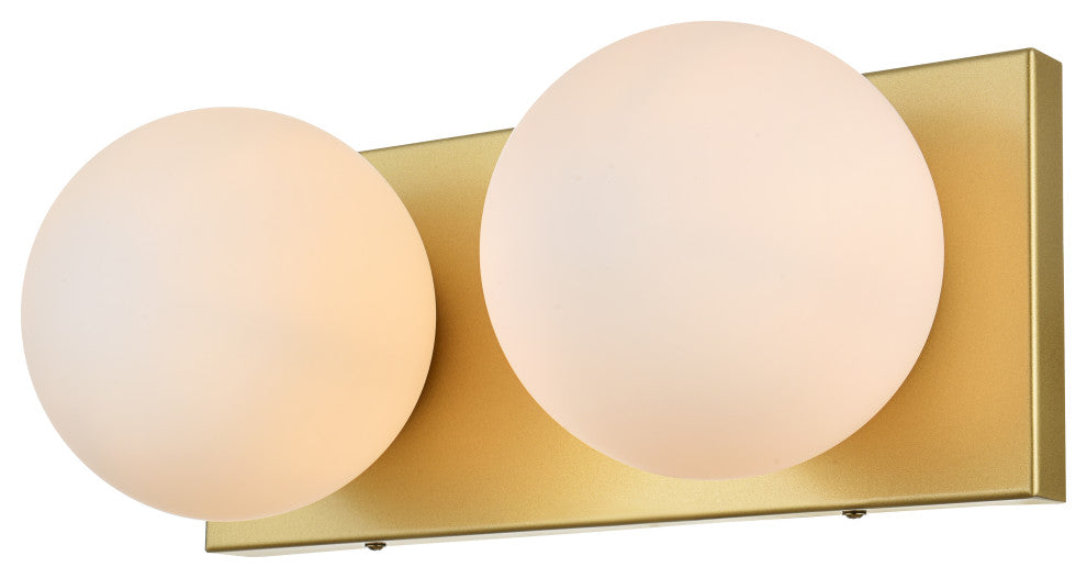 2 Light Brass And Frosted White Bath Sconce