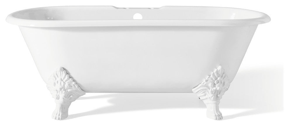 Cheviot Products Carlton Cast Iron Bathtub With Faucet Holes, White