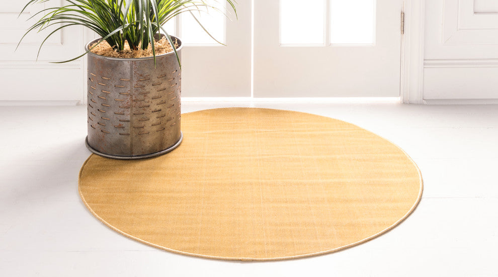 Unique Loom Gold Solid Williamsburg 5' 0 x 5' 0 Round Rug