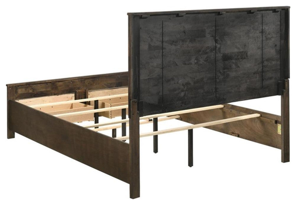 Pemberly Row Farmhouse Wood Queen Storage Bed Rustic Golden Brown