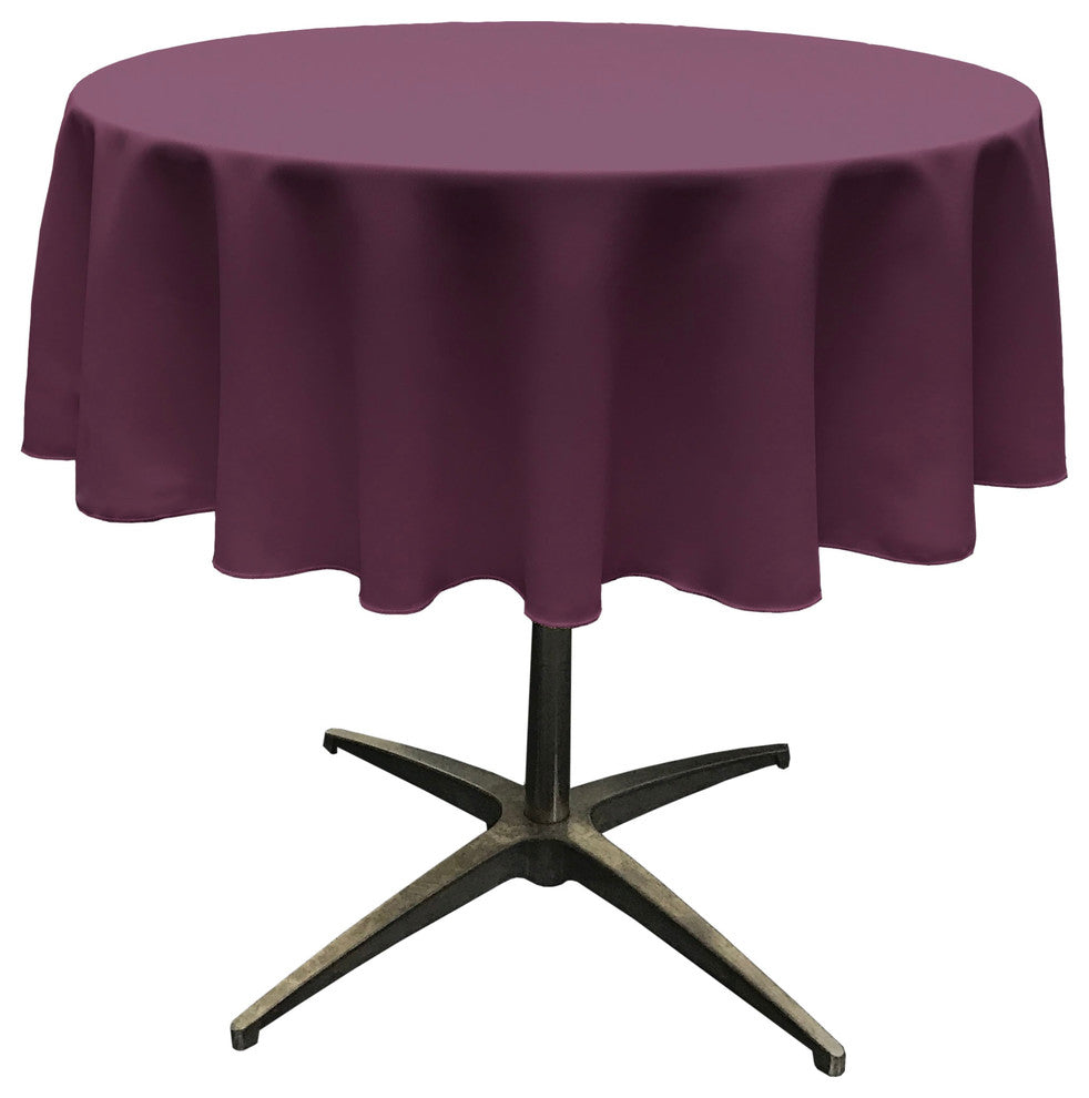LA Linen Round Polyester Poplin, Eggplant, 58" Round