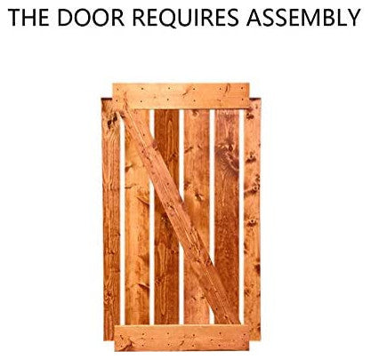 Stained Solid Pine Wood Sliding Barn Door, Red Walnut, 24"x84", Z Bar