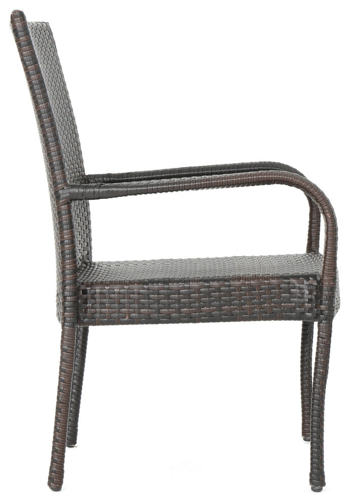 GDF Studio 7-Piece Kory Outdoor Multibrown Wicker Round Dining Set