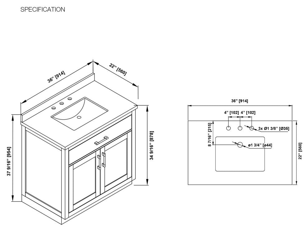 OVE Decors Bailey Vanity, Sahara Birch, 42"