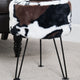 Animal Faux Fur Ottoman, Cows Flowers, 13x13x17