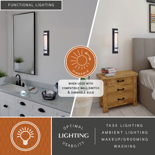 Vilo 4.5-in W 1 Light Matte Black Wall Sconce Light with Full Backplate, Matte Black, 4.5"wx18.5"hx4"d