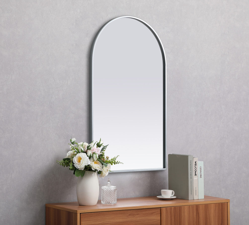 Metal Frame Arch Mirror 22X36 Inch, Silver
