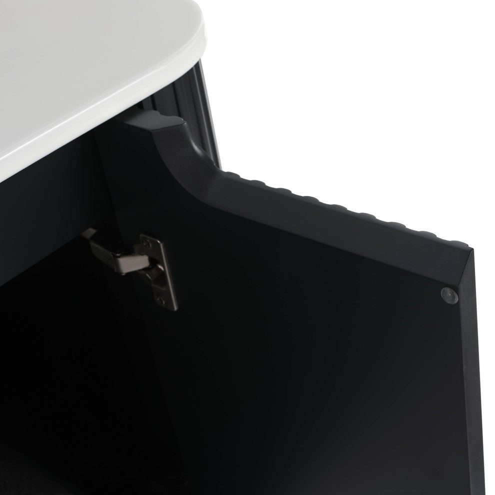 Caskvalley Bath Vanity, Straight Fluted Design Sink Included, Carbon Black, 30"