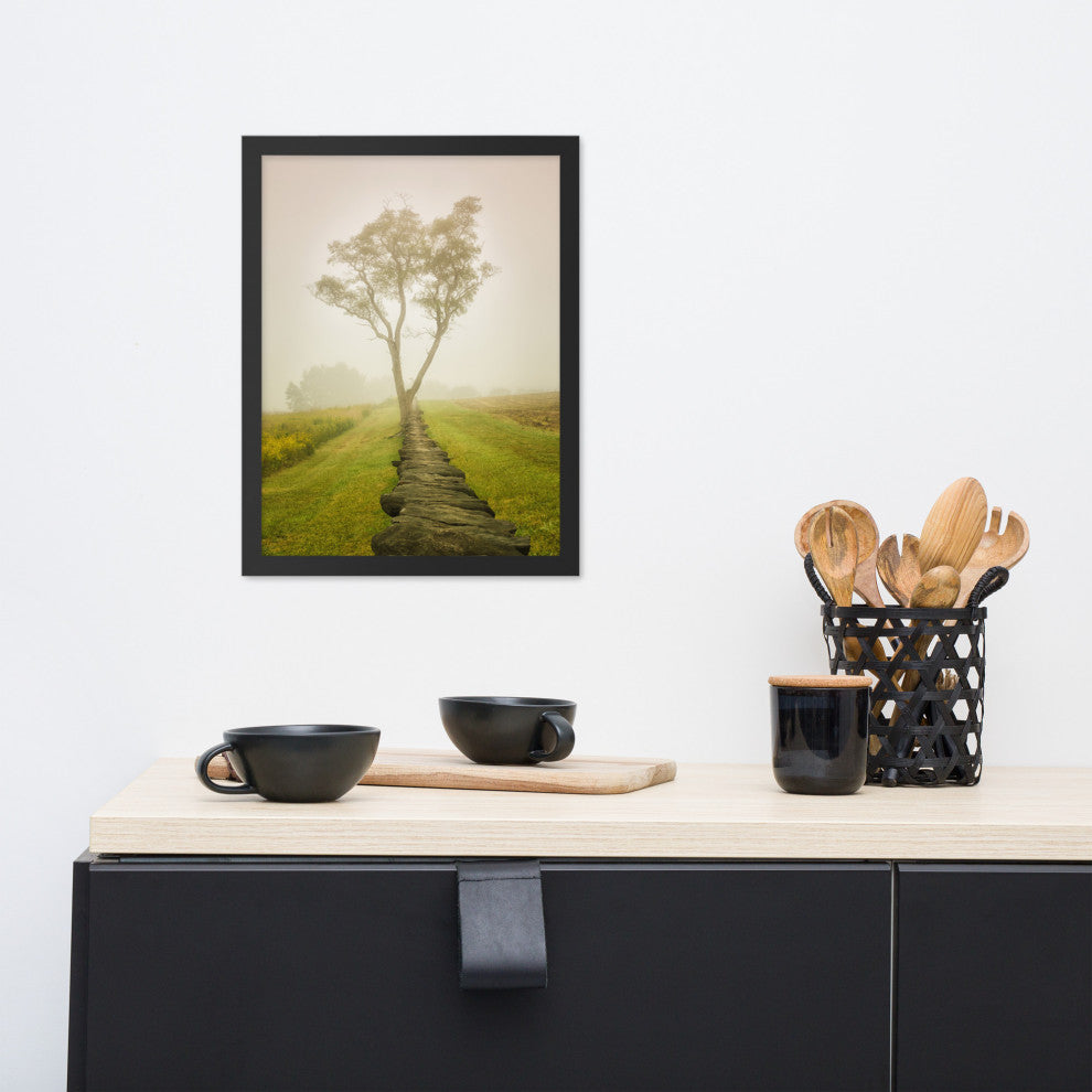 Calming Morning Rural Landscape Framed Photo Paper Wall Art Prints, Black, 12" X 16"