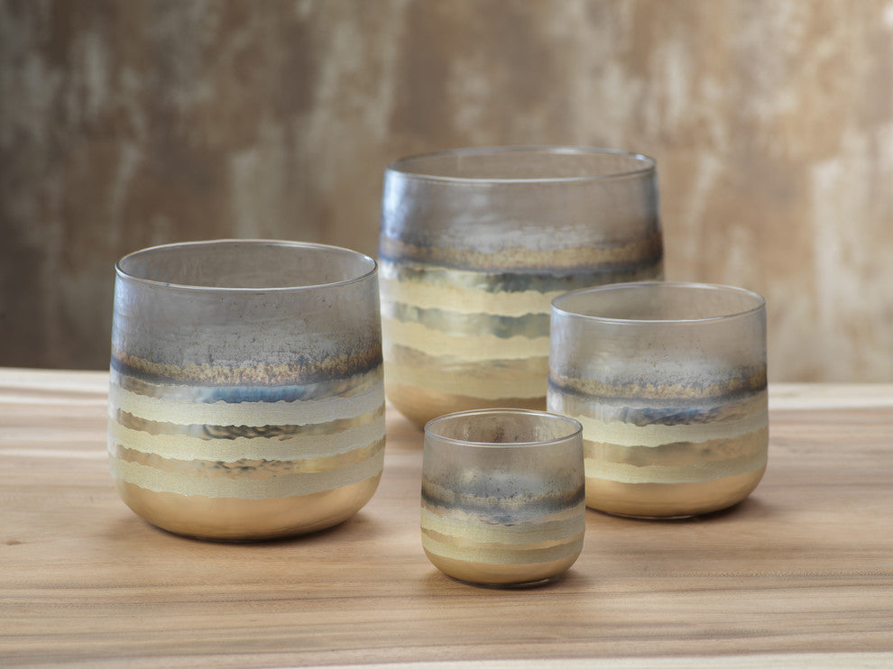 Off-White Smoke Votive Candle Holders, Set of 2