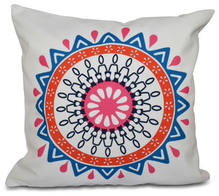Mod , Geometric Print Pillow, Blue, 16"x16"
