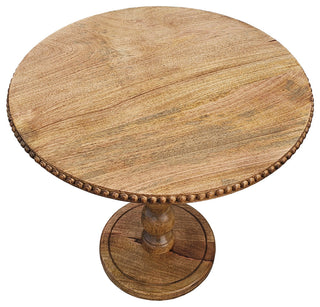 21" Side End Table Round Top Stacked Ball Post Natural Brown Mango Wood