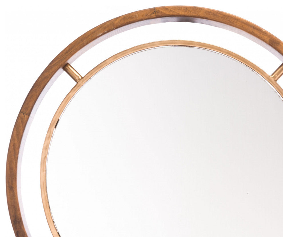 Antiqued Gold Round Wall Mirror