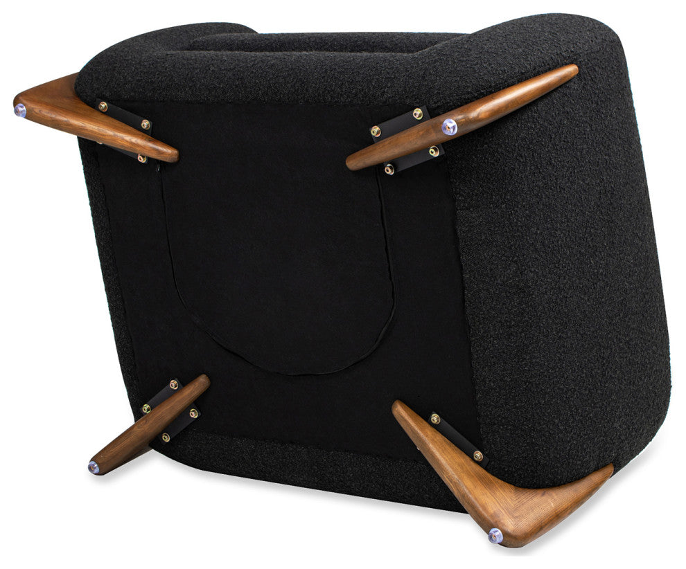 Alpine 44" Sherpa Arm Chair, Ebony Black Boucle