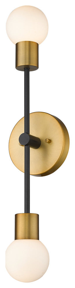 Z-Lite 621-2S Neutra 2 Light 26" Tall Wall Sconce - Matte Black / Foundry Brass