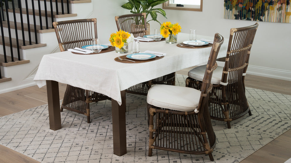Rattan Loop Edge Dining Chair, Antique Brown, Set of 2, Side Chair