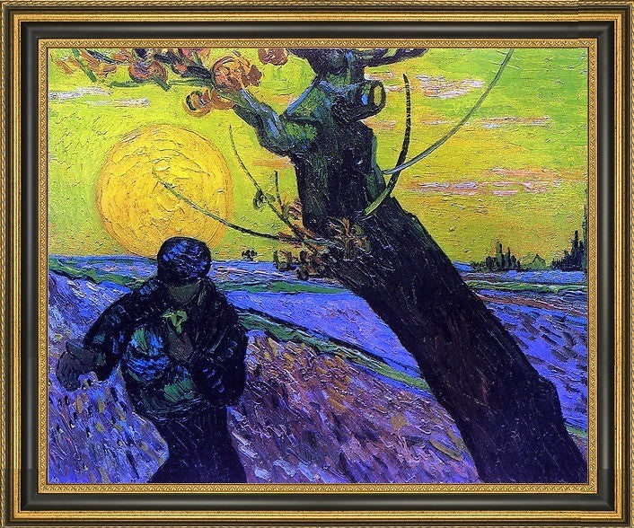 Vincent Van Gogh The Sower - 16" x 20" Framed Premium Canvas Print