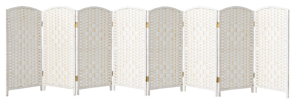 3 ft. Short Diamond Weave Fiber Room Divider White 8 Panel